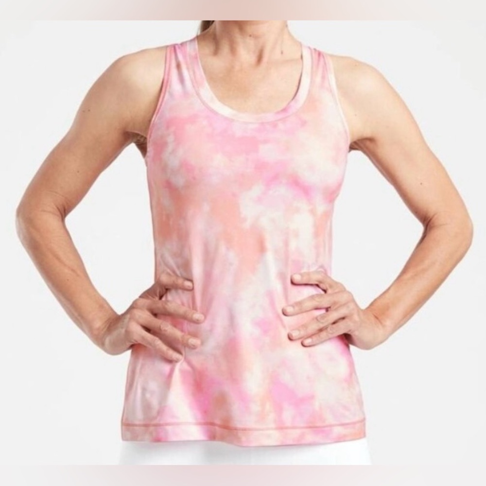 Athleta Nitro Printed Tank Top Women's Pink Tye-Dye Size Small S Gym Stretch